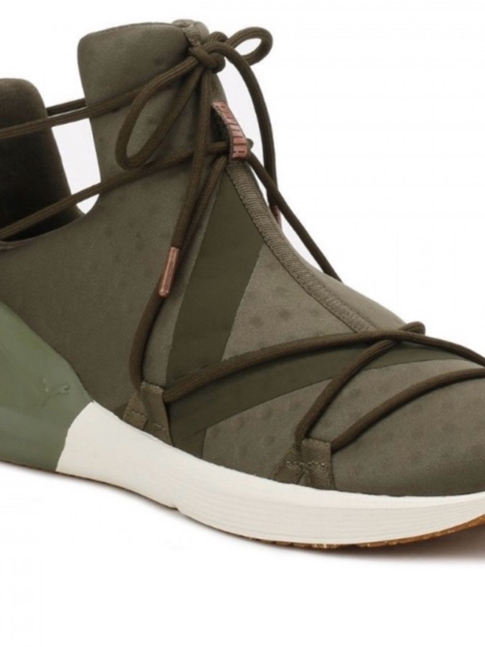 Women's Olive Lace-Up Puma Sneakers - Stylish Comfort